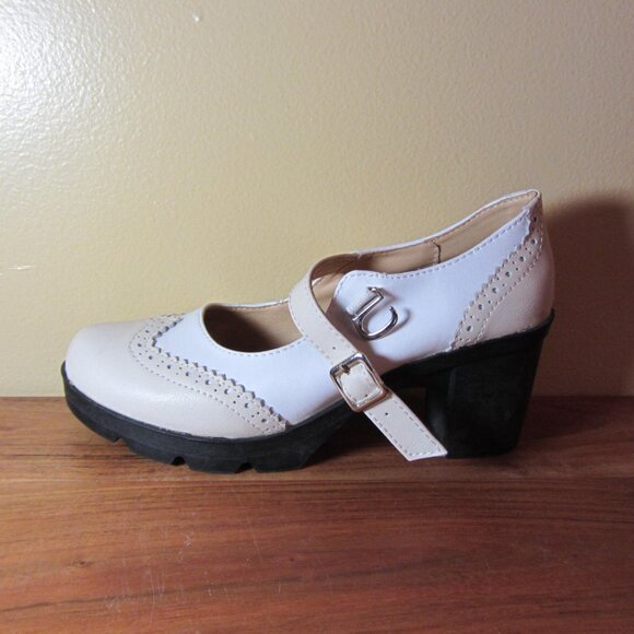 white & cream fashion creeper maty jane shoes size 39 or US 8.5 (CL346) - Picture 10 of 13